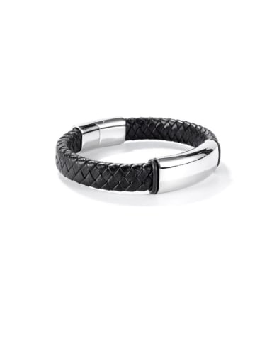 Stainless steel Leather Geometric Hip Hop Link Bracelet