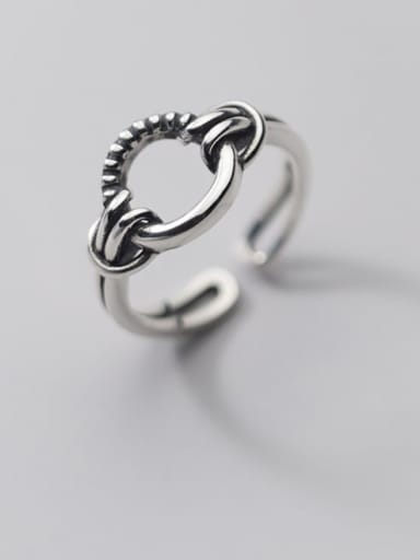 925 Sterling Silver Hollow Round Hip Hop Band Ring