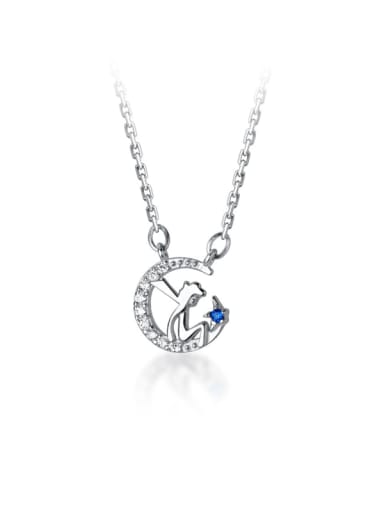 925 Sterling Silver  Cubic Zirconia  Moon Cute Pendant necklace