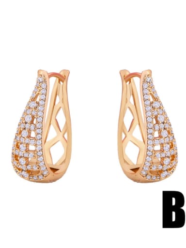 Brass Cubic Zirconia Geometric Bohemia Huggie Earring