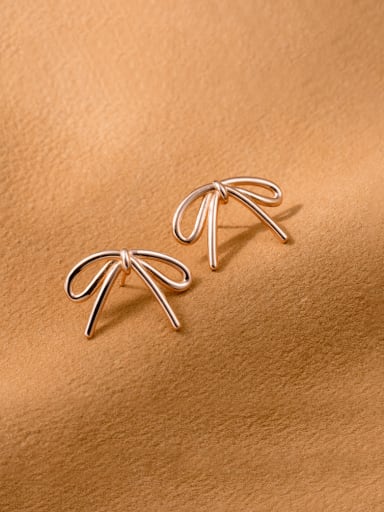 rose gold 925 Sterling Silver Bowknot Minimalist Stud Earring