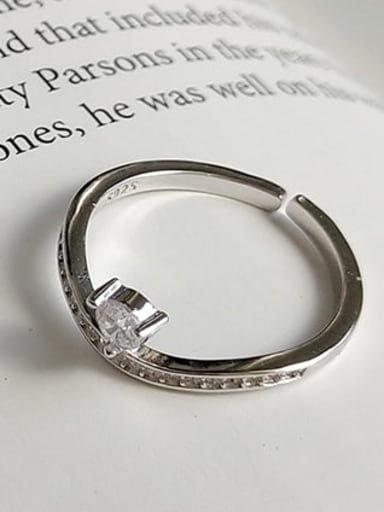 925 Sterling Silver Cubic Zirconia White Irregular Minimalist Midi Ring