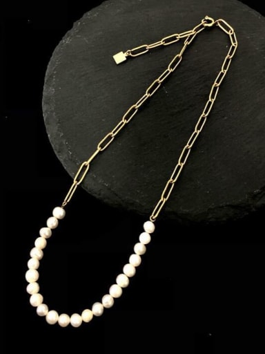 Titanium Imitation Pearl Heart Minimalist Necklace