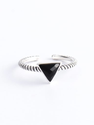 925 Sterling Silver Acrylic Triangle Minimalist Band Ring