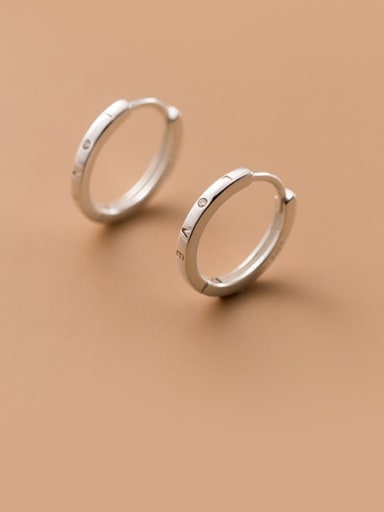 925 Sterling Silver Rhinestone Round Minimalist Huggie Earring