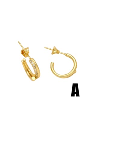 A white Brass Cubic Zirconia Geometric Hip Hop Stud Earring