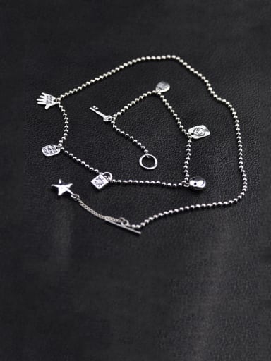 Vintage Sterling Silver With Retro Old five Star Smiley Necklaces