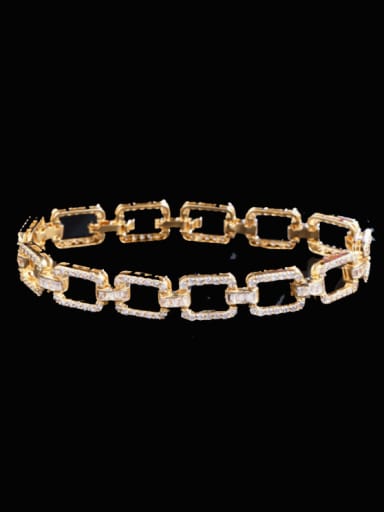 Gold Brass Cubic Zirconia Hollow Geometric Luxury Bracelet