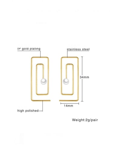 ES 190 Titanium Steel Imitation Pearl Geometric Minimalist Stud Earring