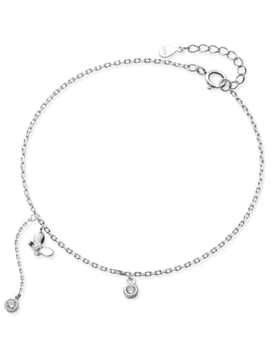 925 Sterling Silver  Minimalist Shell   Butterfly Anklet