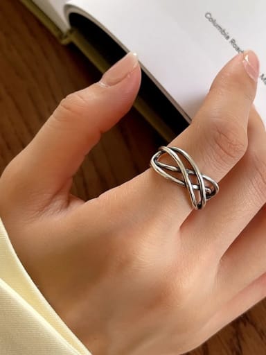 Tandem ring j119 3.5g 925 Sterling Silver Geometric Vintage Stackable Ring