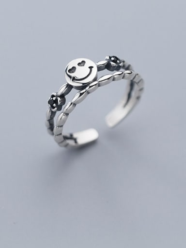 925 Sterling Silver  Vintage  double smile Stackable Ring