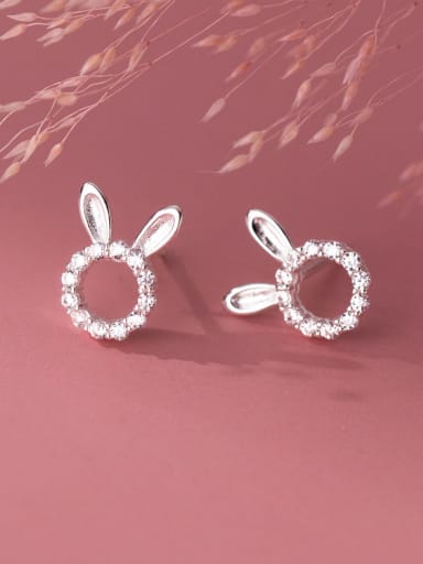 925 Sterling Silver Rabbit Minimalist Stud Earring