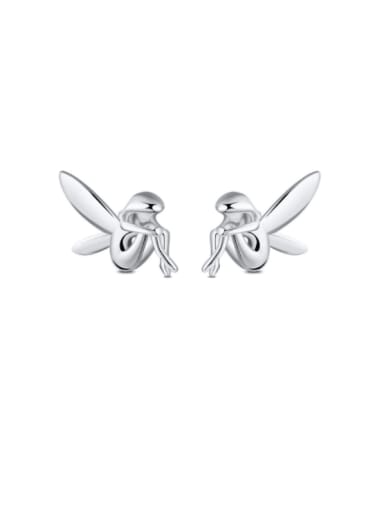 custom 925 Sterling Silver Cubic Zirconia Angel Cute Stud Earring