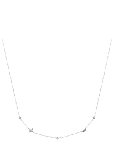 Silver white stone 925 Sterling Silver Cubic Zirconia Geometric Dainty Necklace