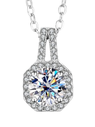 1 Carat Square Bag Necklace 925 Sterling Silver Moissanite  Luxury Square Earring Ring and Necklace Set