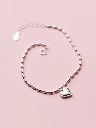 925 Sterling Silver Bead Heart Vintage Handmade Beaded Bracelet