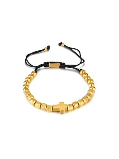 custom Stainless steel Bead Cross Hip Hop Adjustable Bracelet