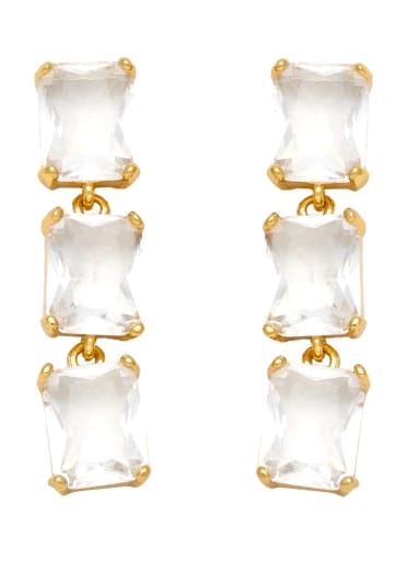 white Brass Cubic Zirconia Geometric Luxury Cluster Earring