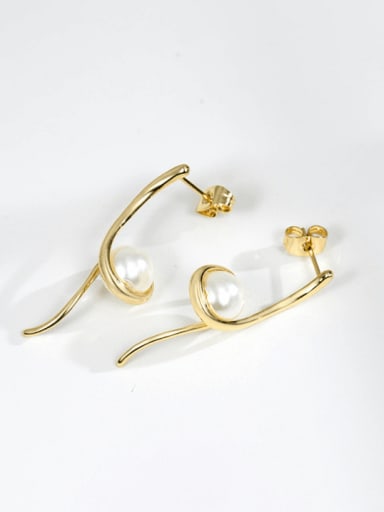 Brass Imitation Pearl Irregular Minimalist Drop Earring
