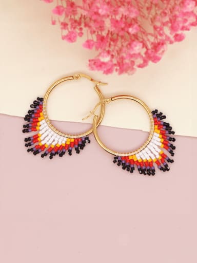 MI E210054A Miyuki Millet Bead Multi Color Geometric Bohemia Pure handmade Weave Earring