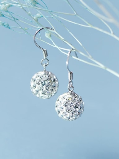 925 sterling silver fashion style micro set with diamond Ball Earrings