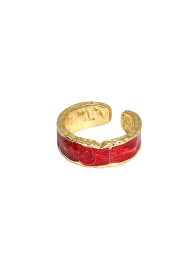 Gold [red] 925 Sterling Silver Cubic Zirconia Geometric Minimalist Band Ring
