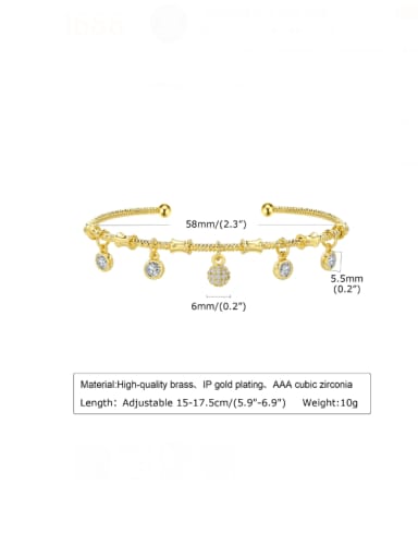 PBR 067G 5 Brass Cubic Zirconia Heart Trend Link Bracelet