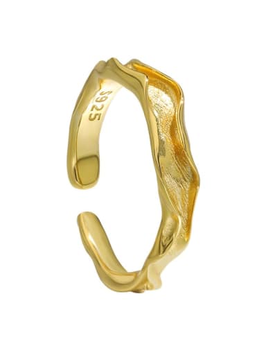 18K gold [No. 14 adjustable] 925 Sterling Silver Irregular Vintage Band Ring