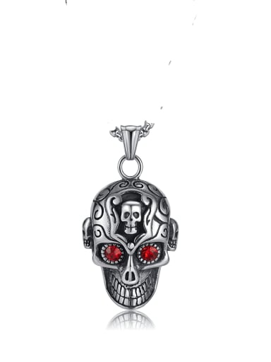 2240 steel color single pendant Titanium Steel Skull Hip Hop Necklace