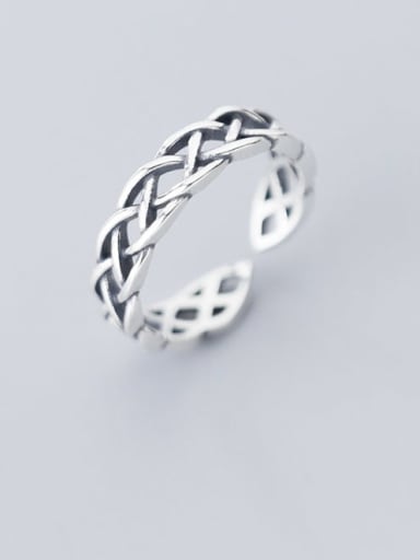925 Sterling Silver Vintage  Simple Cross Weaving Free Size Ring