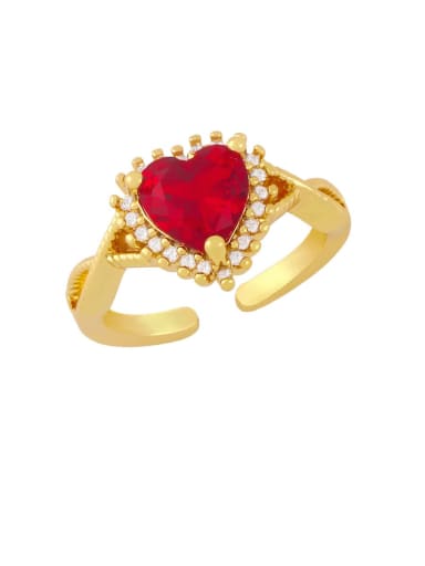 gules Brass Cubic Zirconia Heart Artisan Band Ring
