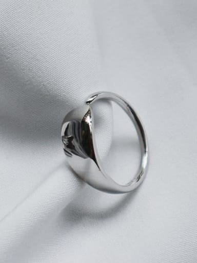 J 532 smooth simple ring S925 Sterling Silver geometric smooth simple opening ring