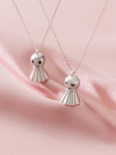 925 Sterling Silver Enamel  Cute Sunny Doll   Pendant Necklace