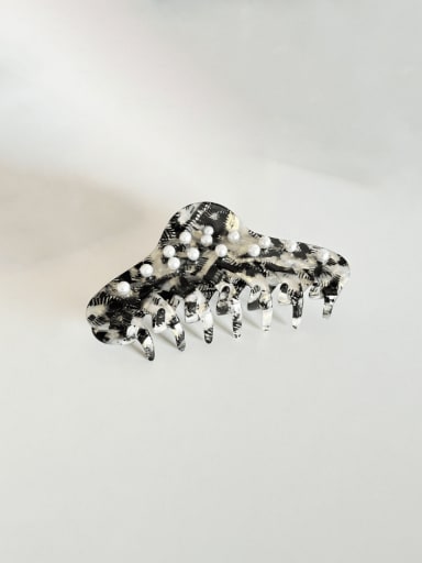 Broken black and white Cellulose Acetate Minimalist Irregular Alloy Jaw Hair Claw