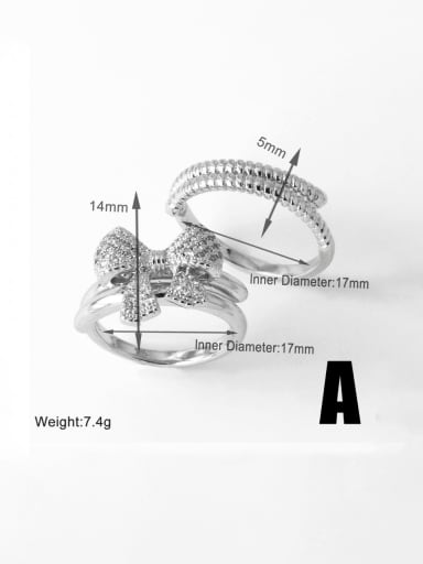 Brass Cubic Zirconia Bowknot Hip Hop Stackable Ring