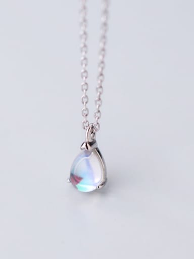 925 Sterling Silver Glass stone Water Drop Minimalist Necklace