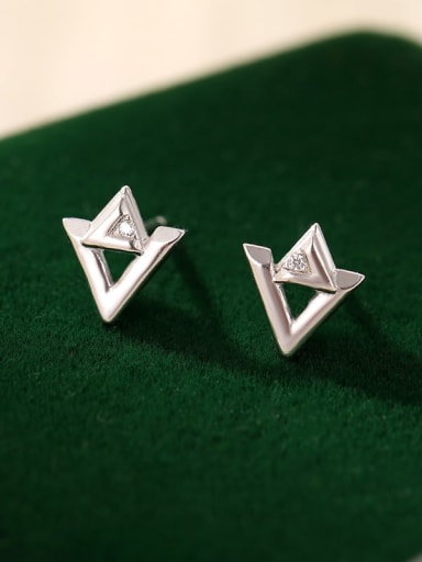 ES2518  Platinum 925 Sterling Silver Triangle Minimalist Stud Earring