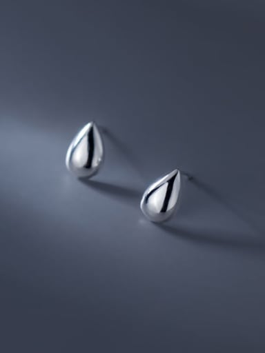 925 Sterling Silver Smotth Water Drop Minimalist Stud Earring