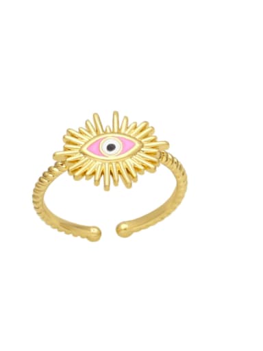 Pink Brass Enamel Cubic Zirconia Evil Eye Vintage Band Ring