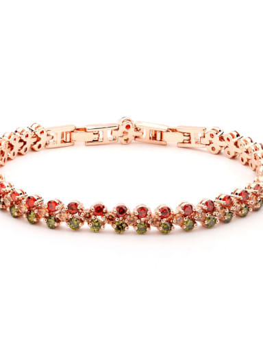 Copper Cubic Zirconia Multi Color Heart Luxury Bracelet