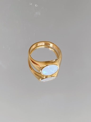 Round white shell ring 6 7 Titanium Steel Geometric Vintage Band Ring