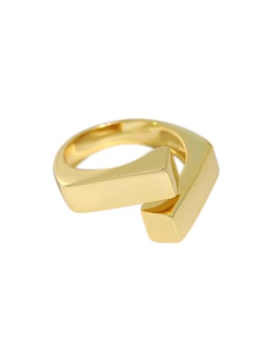 Gold [14 adjustable] 925 Sterling Silver Smooth Irregular Geometric Minimalist Band Ring