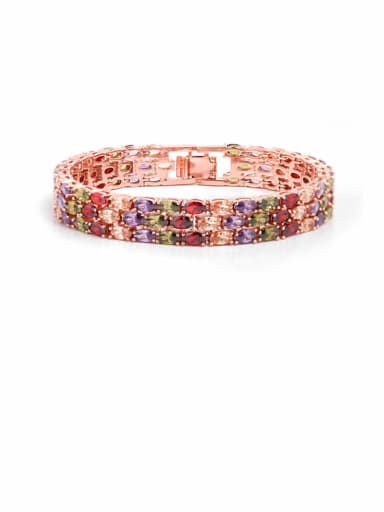 Copper Cubic Zirconia Geometric Luxury Bracelet
