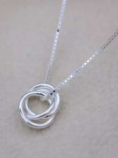 925 Sterling Silver Minimalist  Simple fashion three-layer round pendant Necklace