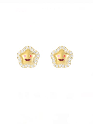 925 Sterling Silver Cubic Zirconia Smiley Cute Stud Earring