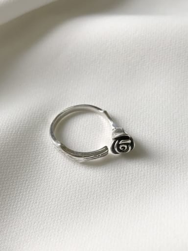 925 Sterling Silver Flower Minimalist Free Size Band Ring