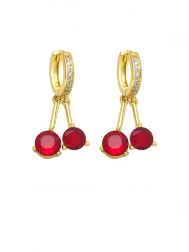 red Brass Cubic Zirconia Geometric Tassel Vintage Drop Earring