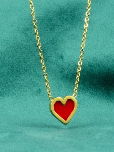 Titanium Enamel Heart Minimalist Necklace