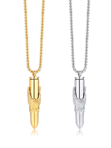 Stainless steel Bullet Vintage Pendant Necklace